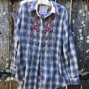 Johnny Was Button Down Shirt EUC